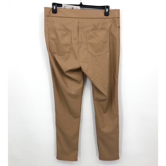 GLORIA VANDERBILT Avery Faux Leather Leggings 14 Tan Slim Pull on Skinny NWT - Picture 7 of 13